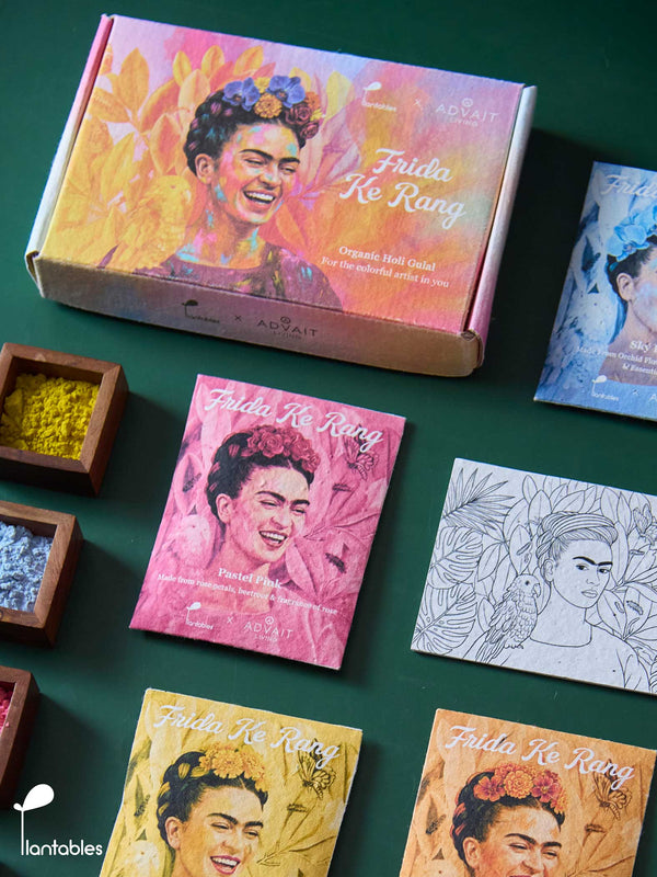 Frida ke Rang | Holi Art Kit | Organic Gulals & Plantable Postcards