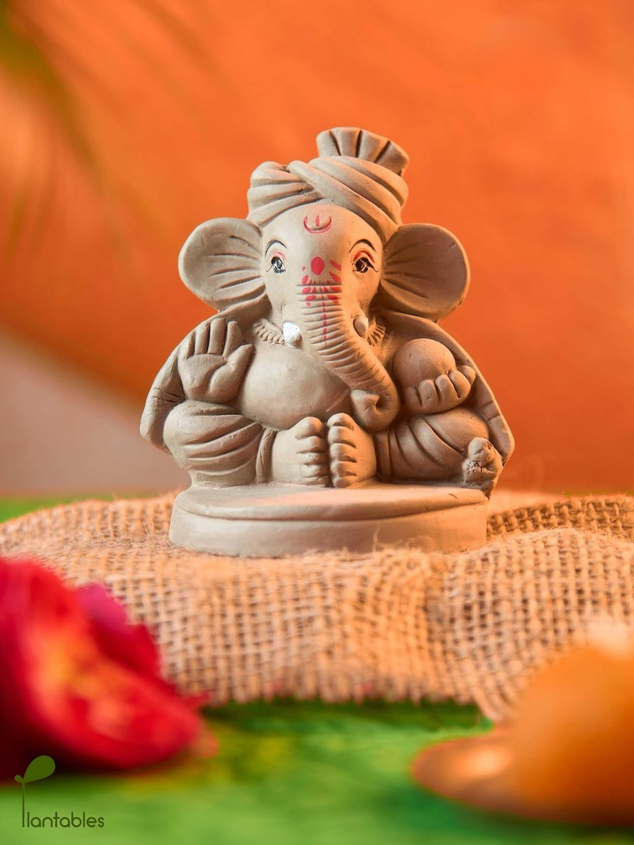 Gaurik: The Earth's Favorite Offspring | Plantable Clay Ganesha | 4 inches