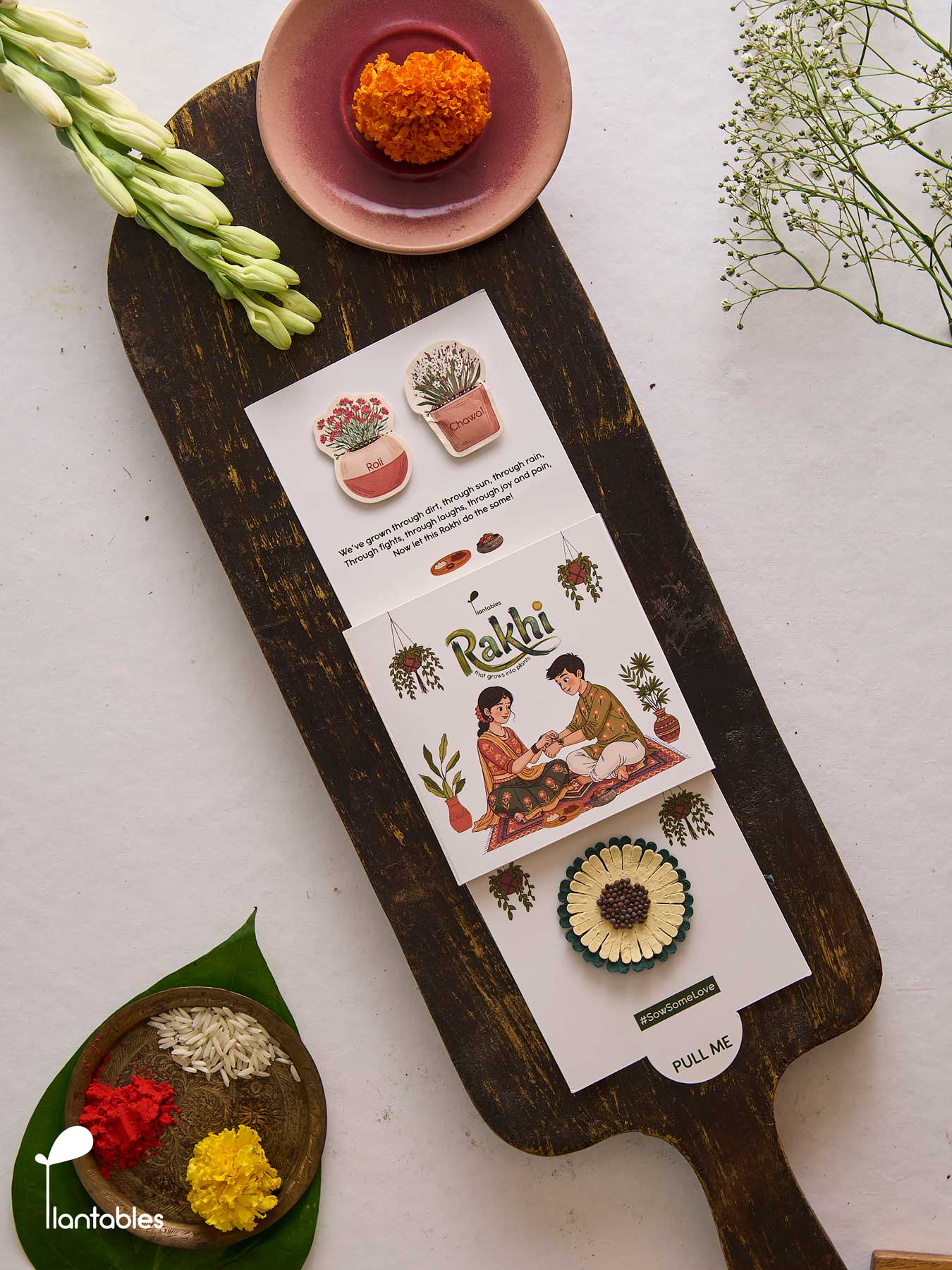 Frill Seeker Rakhi, frilled layered petal design in plantable seed paper