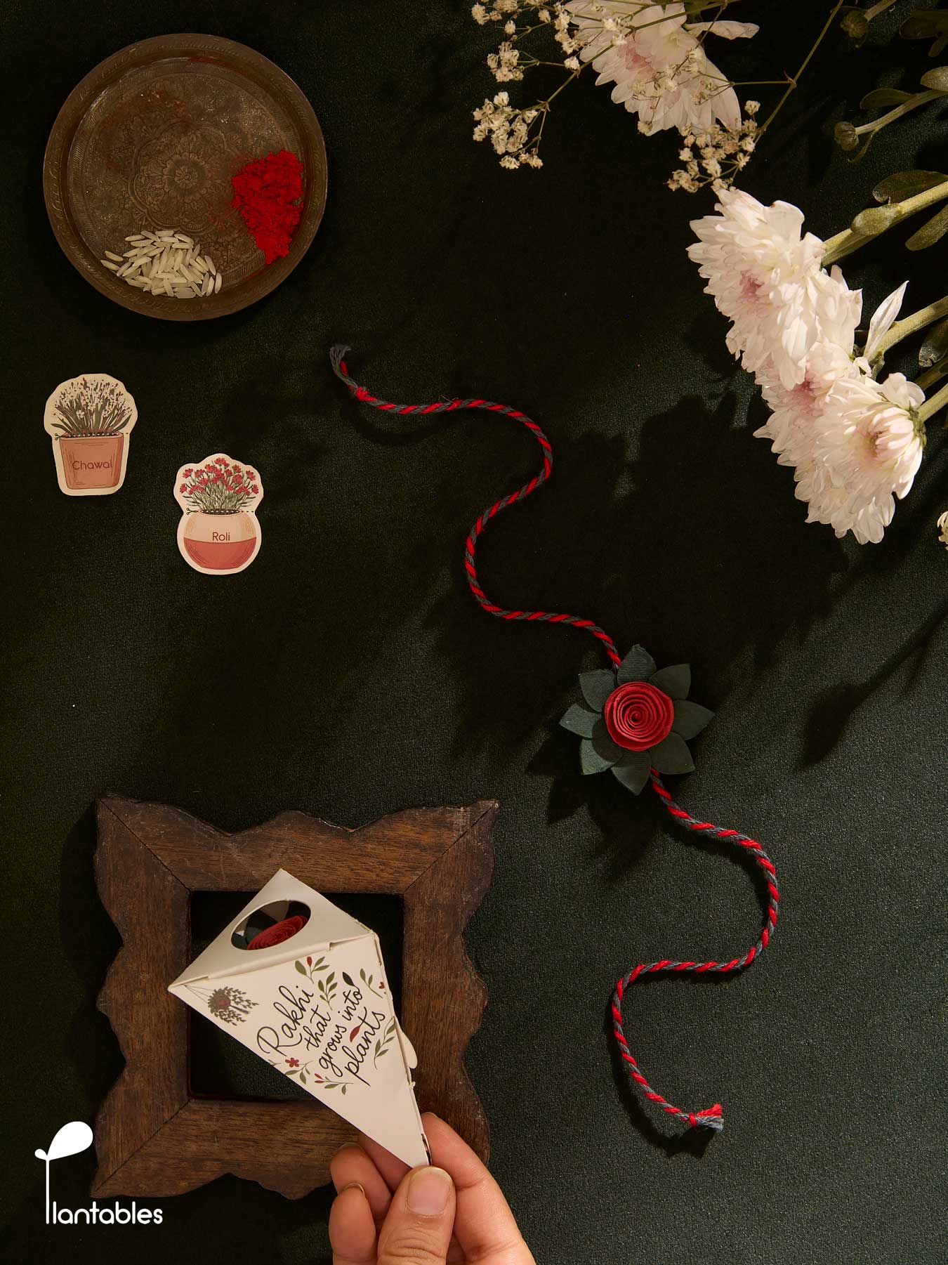 Rose Bouquet Rakhi in a cone gift box, plantable seed paper rose design