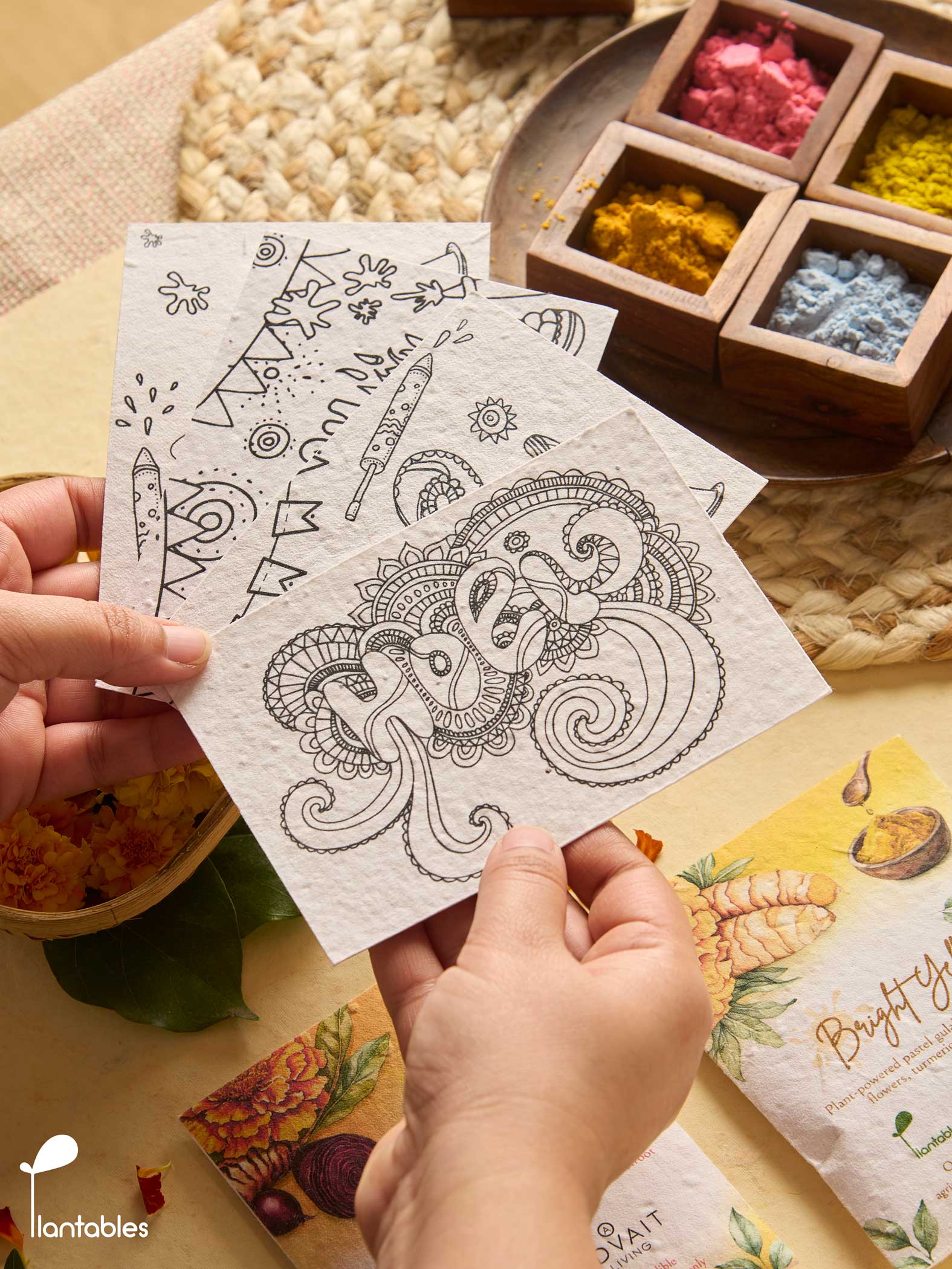 Rangrez Holi Art Kit | Organic Gulals & Plantable Postcards