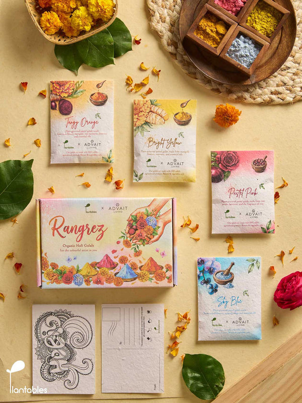 Rangrez Holi Art Kit | Organic Gulals & Plantable Postcards
