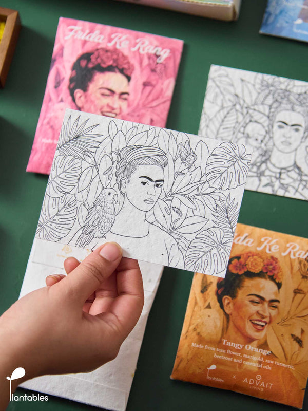 Frida ke Rang | Holi Art Kit | Organic Gulals & Plantable Postcards