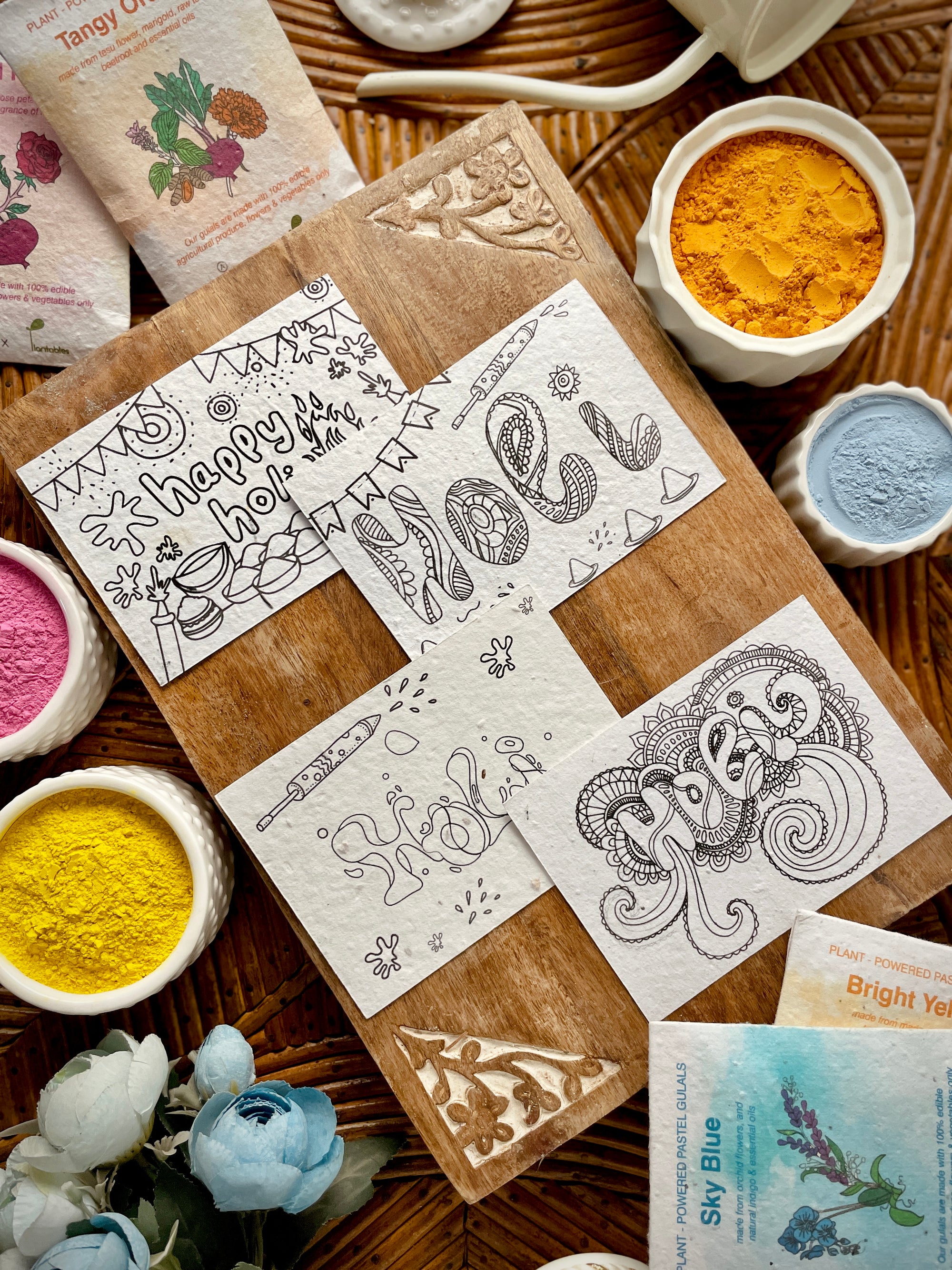 Rangrez Holi Art Kit | Organic Gulals & Plantable Postcards